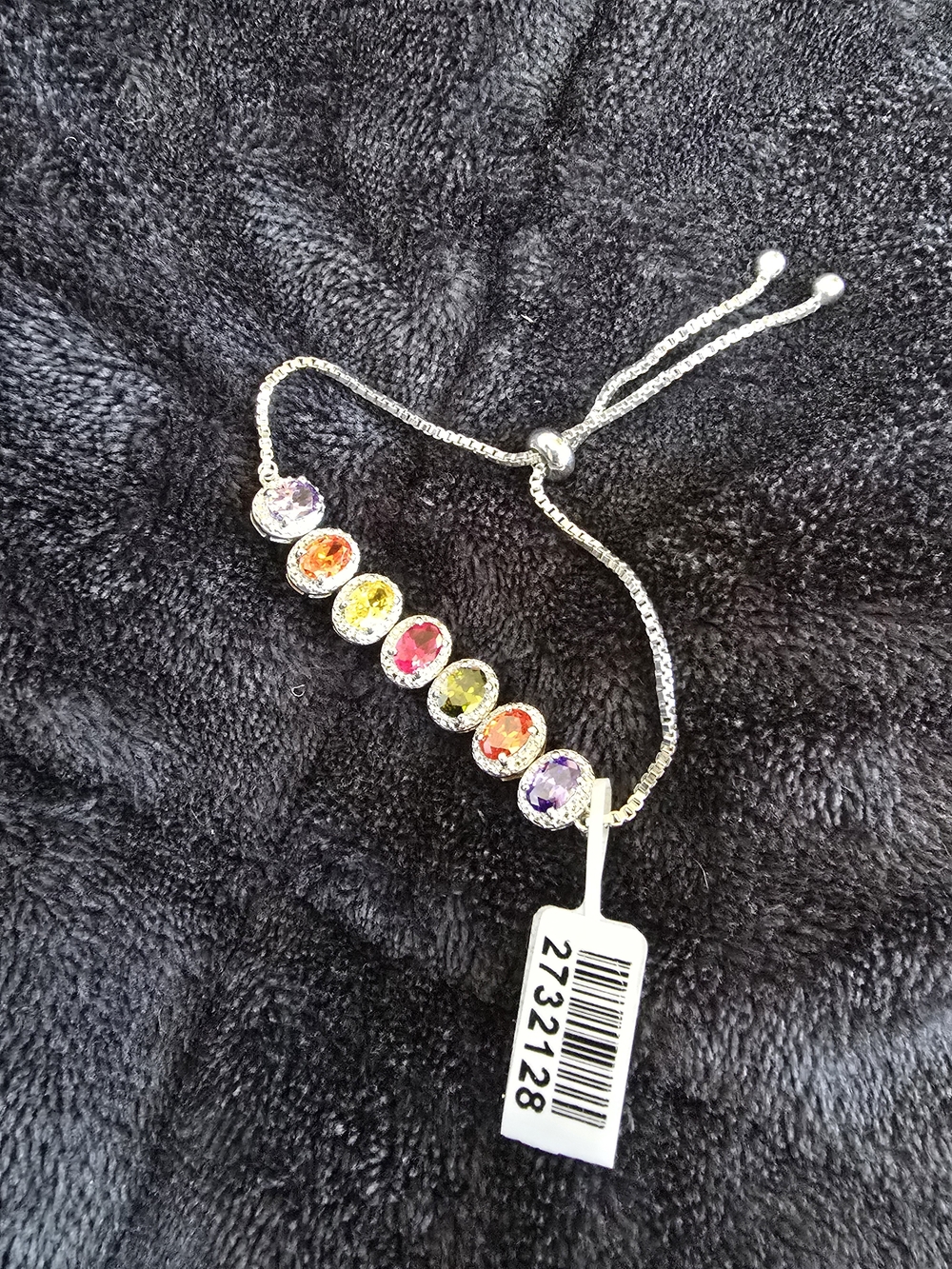 Silver-Tone Multi-Gemstone Adjustable Bracelet - Colorful Stones